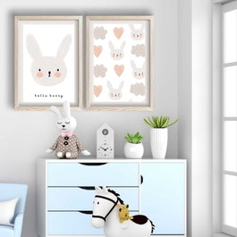 Wallity Cuadro Decorativo Enmarcado en MDF de 2 Piezas Crema y Blanco